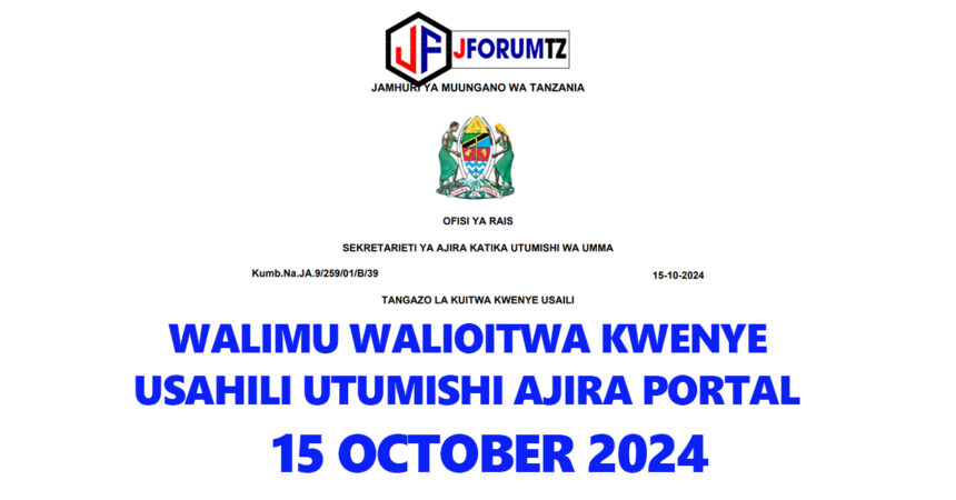 Walimu Walioitwa Kwenye Usahili Ajira Portal 2024